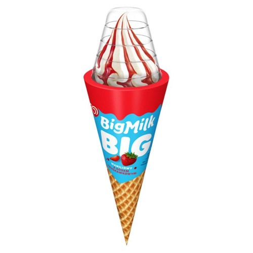 Rożek waniliowy z sosem truskawkowym Big Milk 140 ml