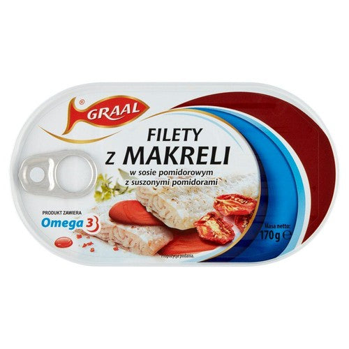 Filety z makreli w sosie pomidorowym z suszonymi pomidorami GRAAL 170 g