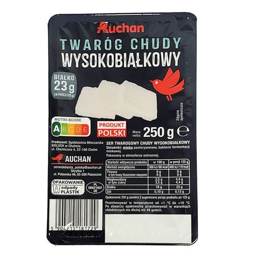 Twaróg chudy wysokobiałkowy Auchan 250 g