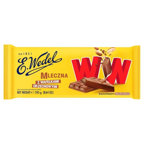 WW Czekolada mleczna z wafelkami orzechowymi E.Wedel 245 g