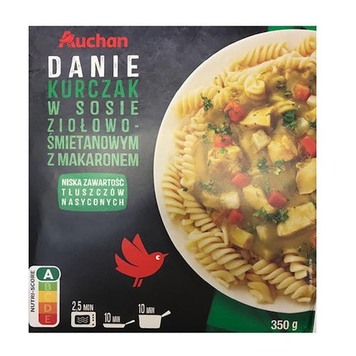 Kurczak w sosie ziołowo-śmietanowym z makaronem Auchan 350 g