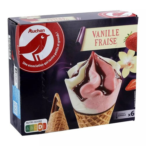 Rożek lodowy truskawkowo-waniliowy
Auchan 6 x 70 g