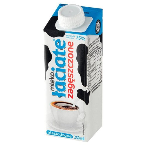 Mleko zagęszczone niesłodzone 7,5% tłuszczu Łaciate 250 ml