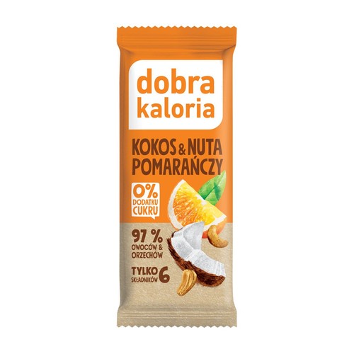 Baton orzechowo - kokosowy z olejkiem pomarańczowym Dobra Kaloria 35 g