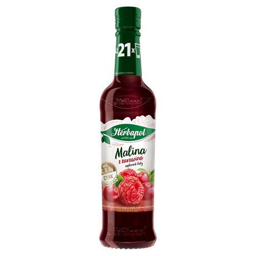 Syrop o smaku malinowo-żurawinowym Herbapol 420 ml