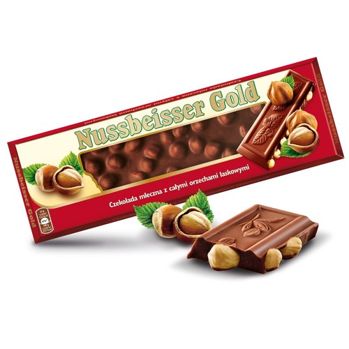 Nussbeisser czekolada mleczna z całymi orzechami laskowymi Alpen Gold 220 g