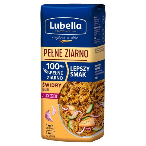 Makaron świderki pełnoziarnisty z orkiszem Lubella 400 g