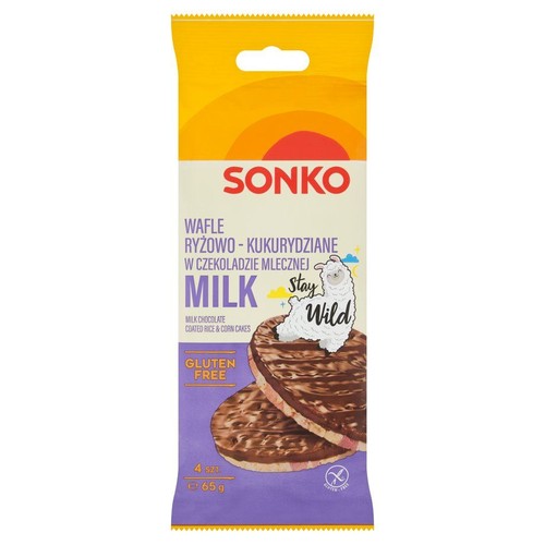 Wafle ryżowo-kukurydziane w czekoladzie mlecznej Sonko 65 g