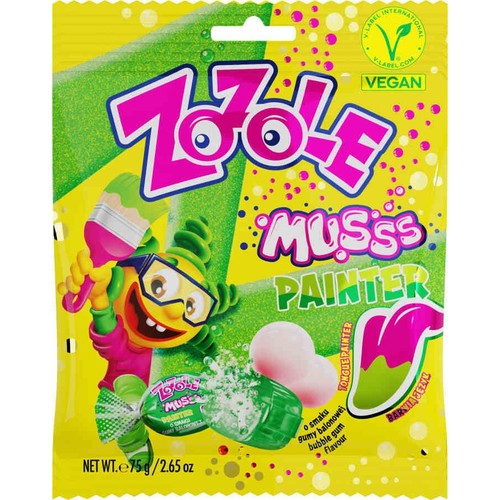 Musss Painter Cukierki barwiące język o smaku gumy balonowej Zozole 75 g
