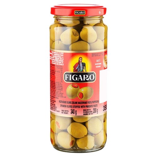 Hiszpańskie oliwki zielone nadziewane pastą paprykową Figaro 340 g